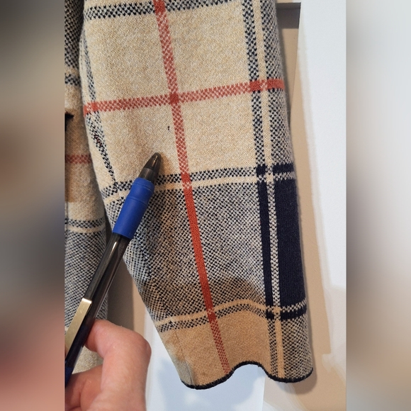 Max Studio Plaid Zip Up Long Jacket Stretch Soft Viscose Blend Cream Black XL - Picture 15 of 16